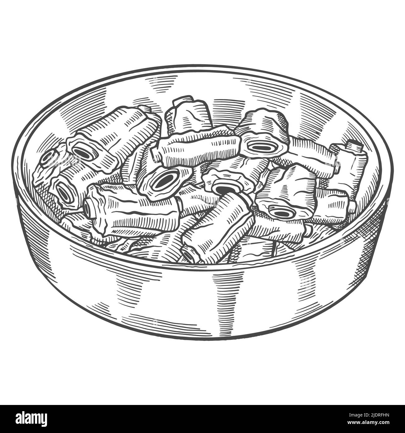 pork ribs korea or korean cuisine traditional food isolated doodle hand