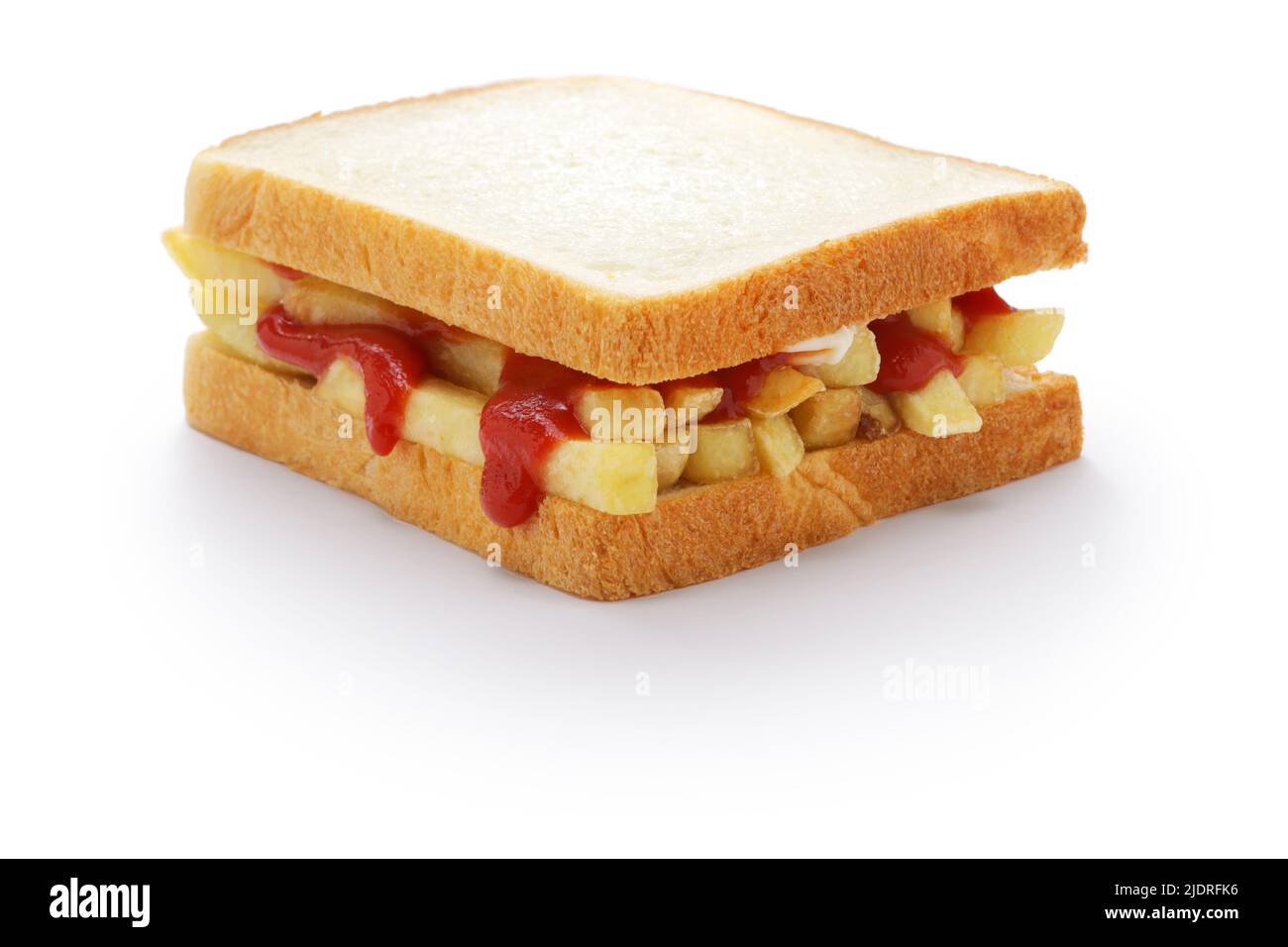 chip butty (french fry sandwich), British food Stock Photo - Alamy