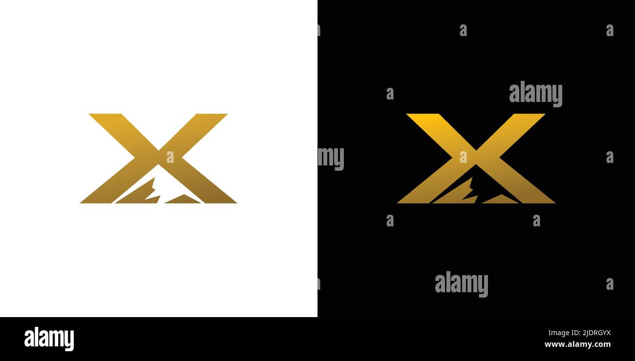 Modern and elegant letter X initials mountain logo design Stock Vector