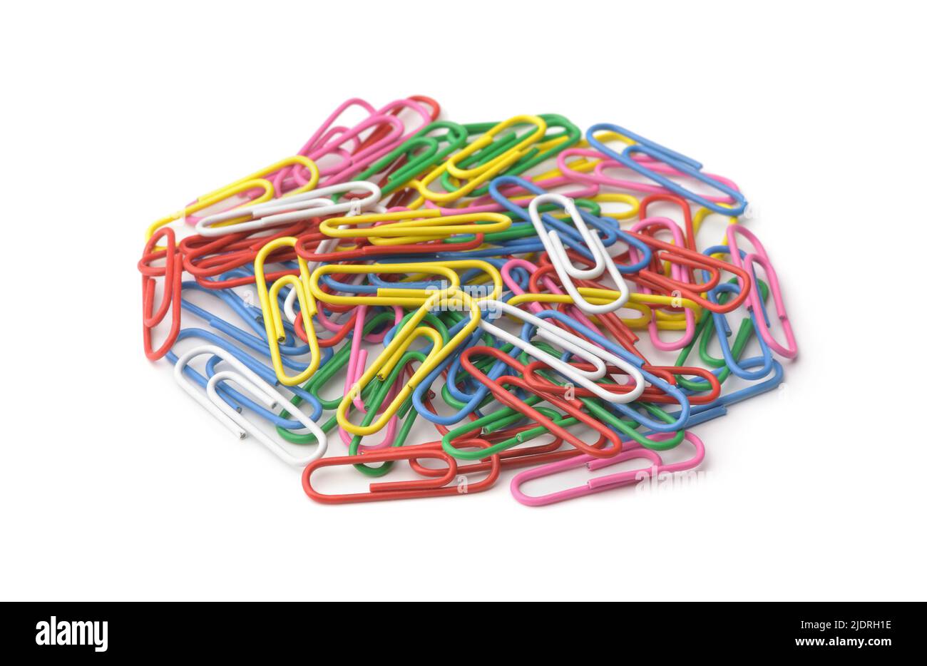 Group of colorful paper clips isolated on white Stock Photo
