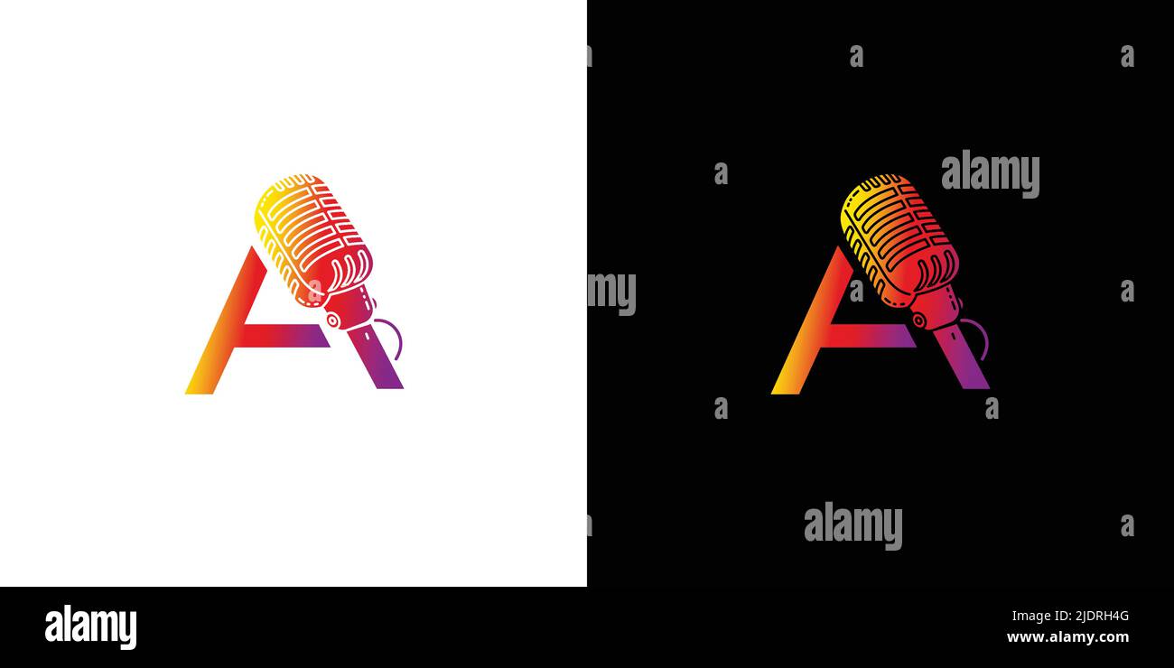 Modern and unique initial letter A music logo design Stock Vector