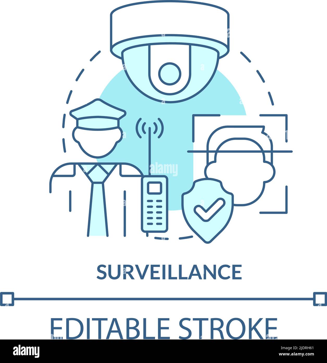 Surveillance turquoise concept icon Stock Vector
