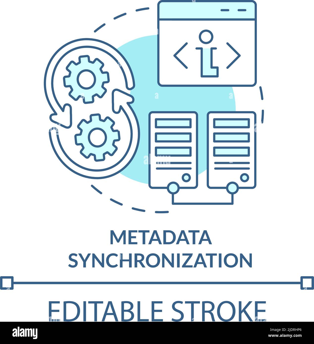 Metadata synchronization turquoise concept icon Stock Vector