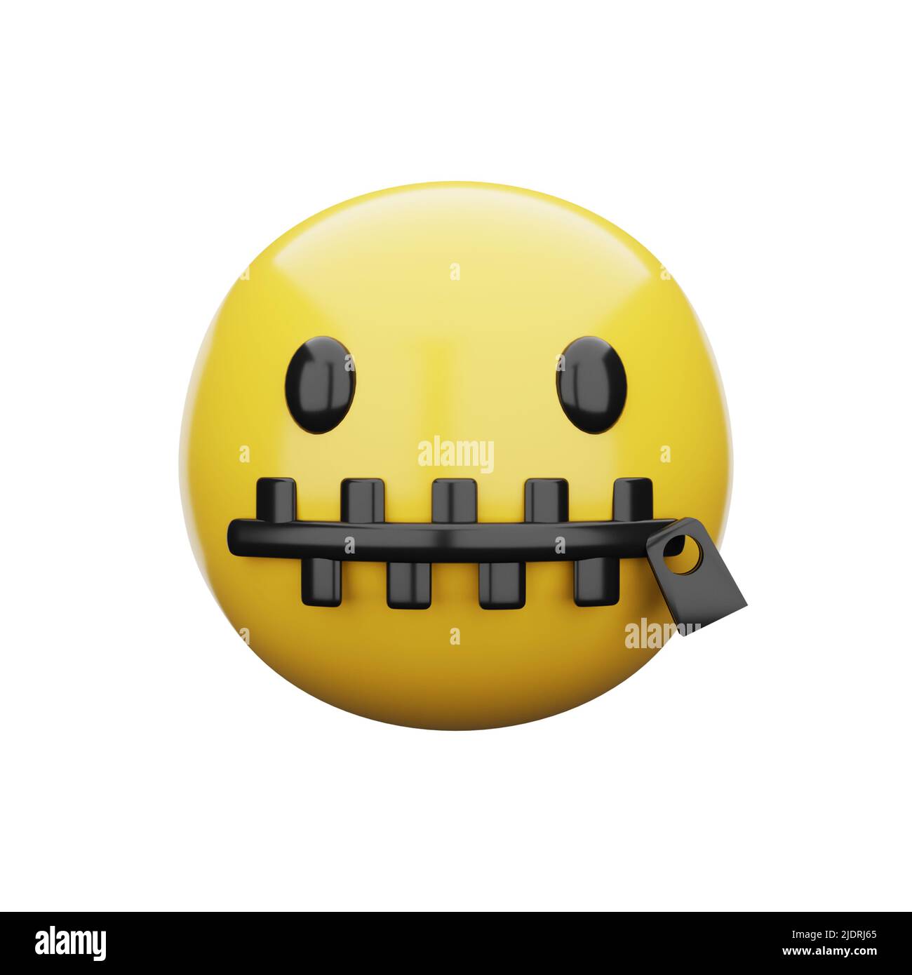 3d emoji Zipper-Mouth Face Stock Photo