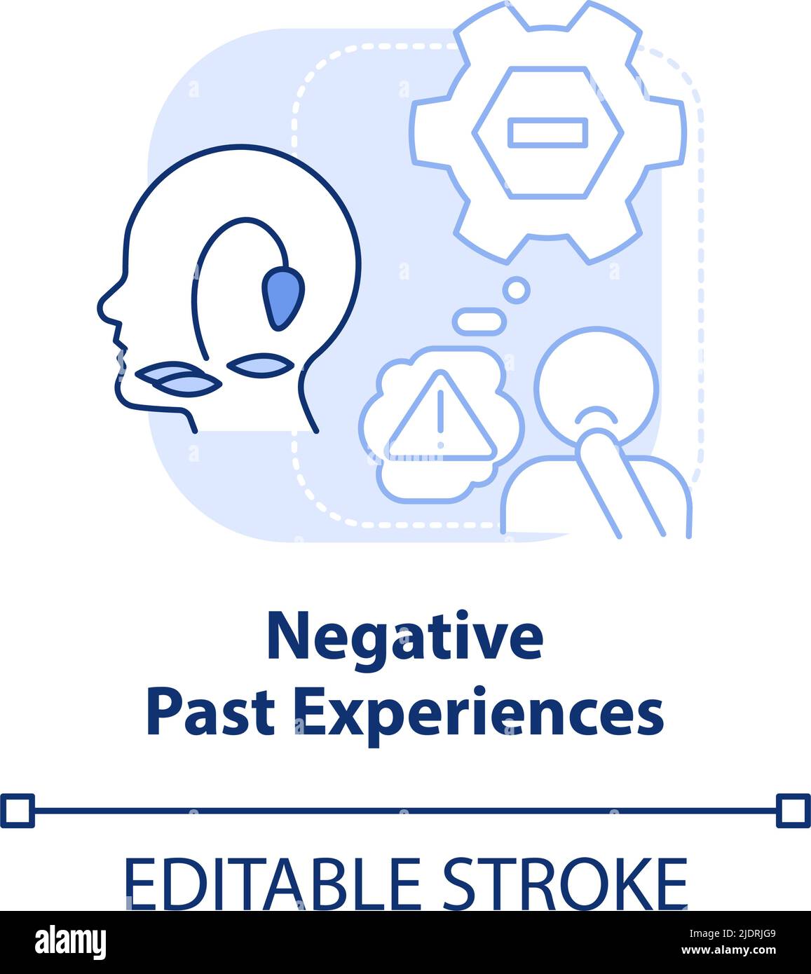 Negative past experiences light blue concept icon Stock Vector