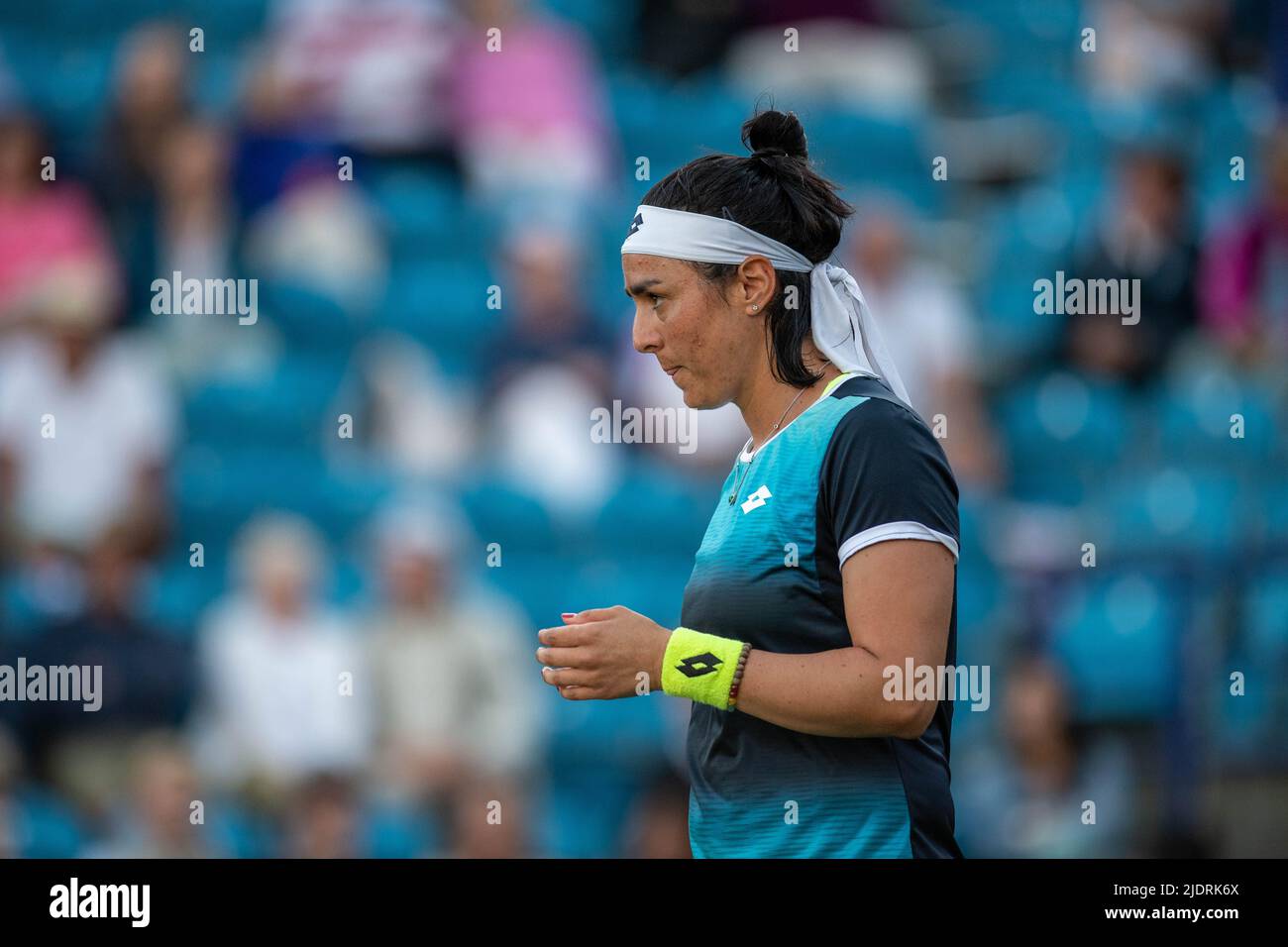 EASTBOURNE, ENGLAND - JUNE 22: Ons Jabeur of Tunisia plaalonsie  Serena Williams against Shuko Aoyama of Japan and Hao-Ching Chan of Chinese Taipei on Day Five of Rothesay International Eastbourne at Devonshire Park on June 22, 2022 in Eastbourne, England. (Photo by Sebastian Frej) Credit: Sebo47/Alamy Live News Stock Photo