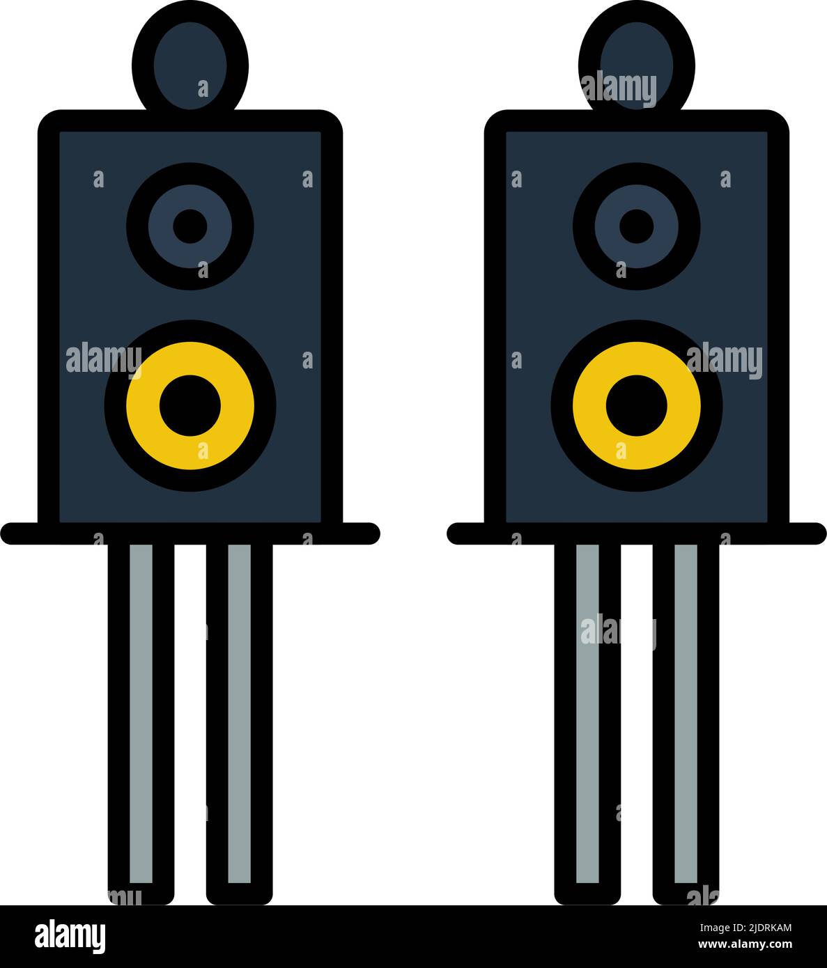 Audio System Speakers Icon. Editable Bold Outline With Color Fill ...