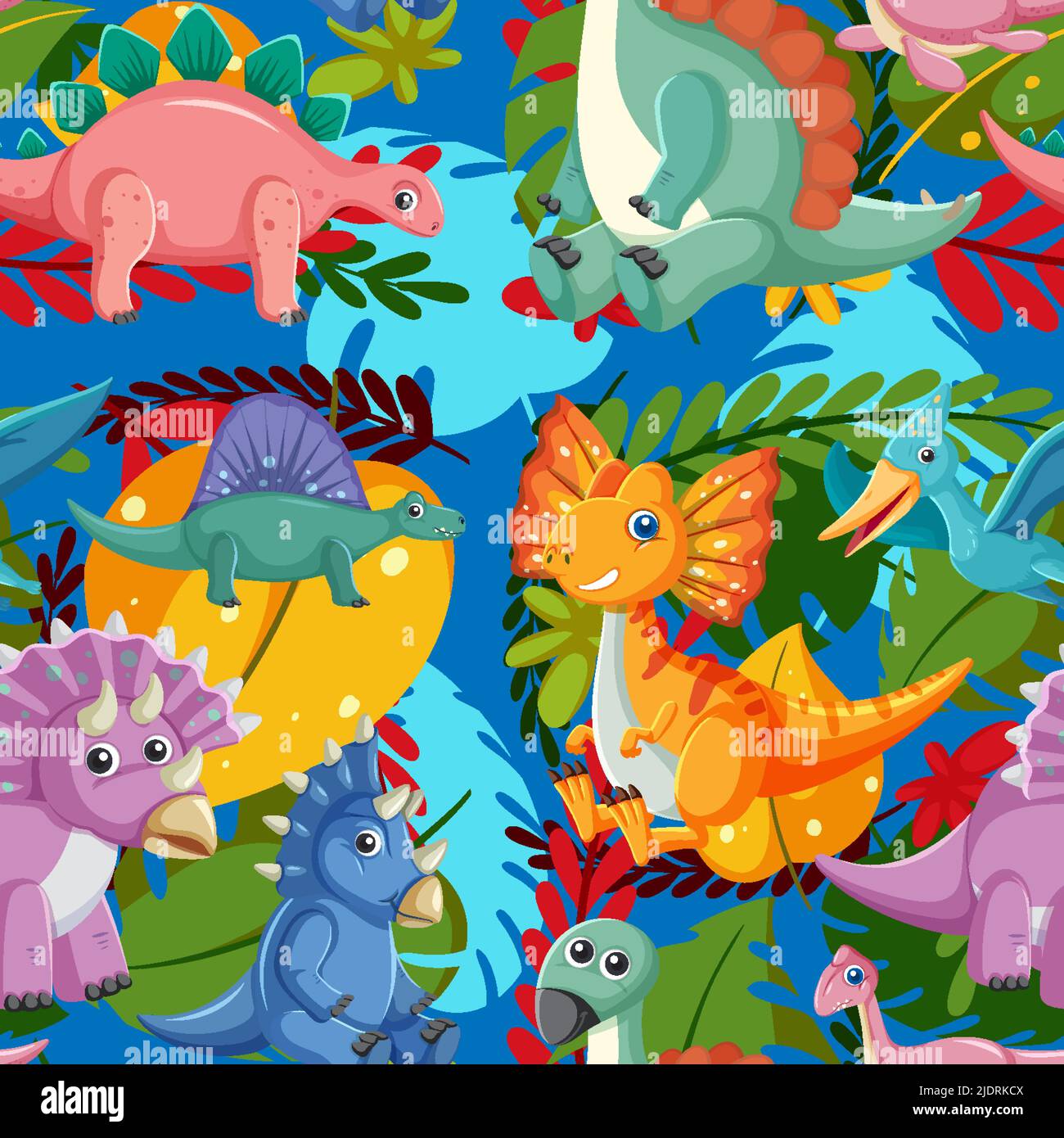Cute dinosaur seamless pattern illustration Stock Vector Image & Art ...