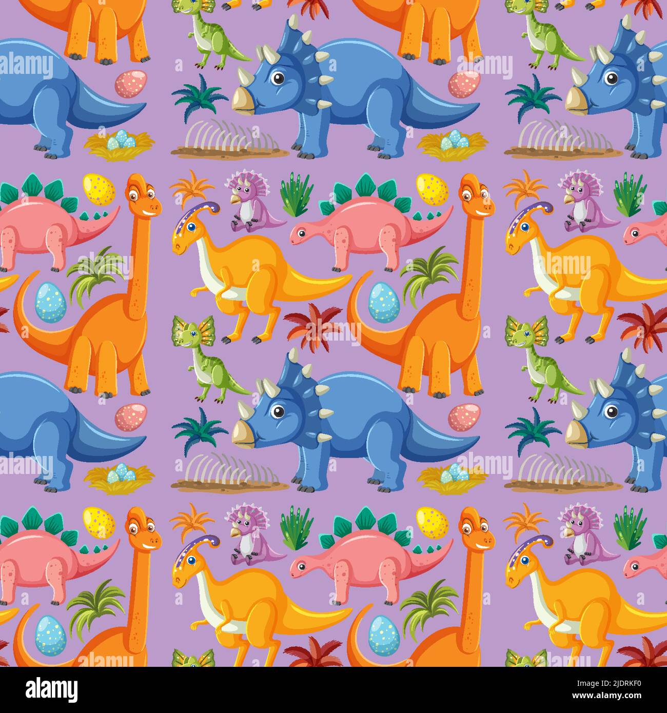 Cute dinosaur seamless pattern illustration Stock Vector Image & Art ...