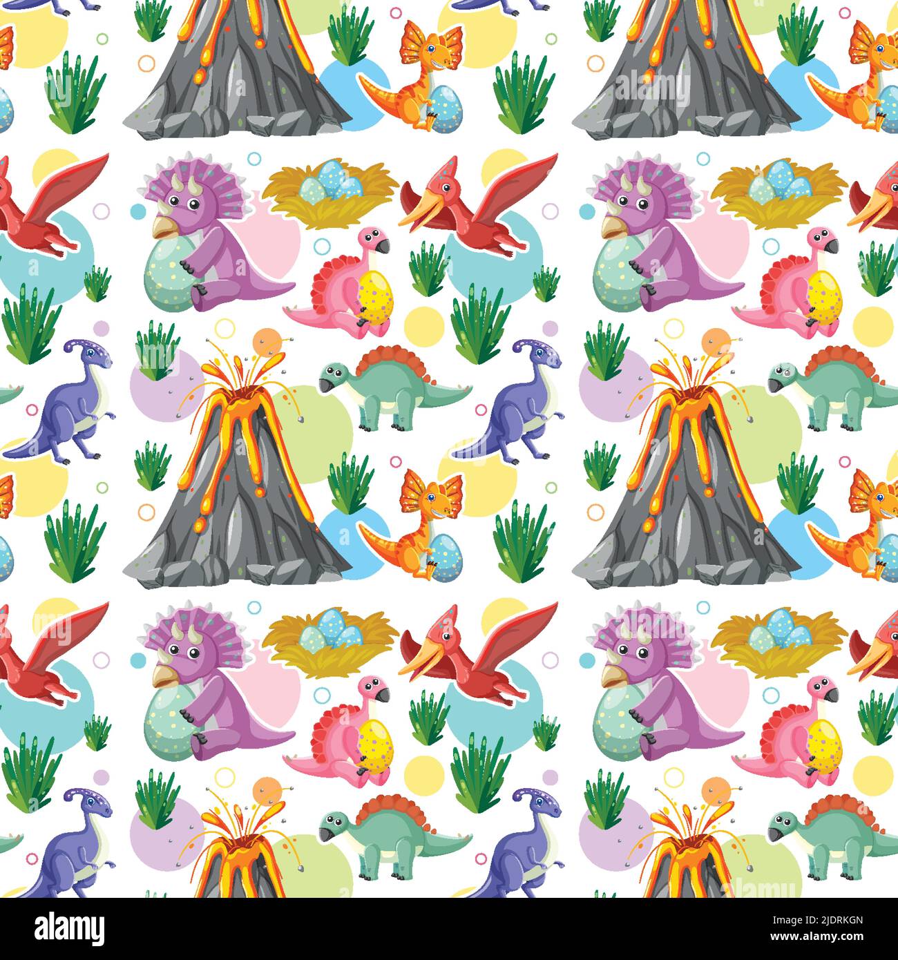 Cute dinosaur seamless pattern illustration Stock Vector Image & Art ...