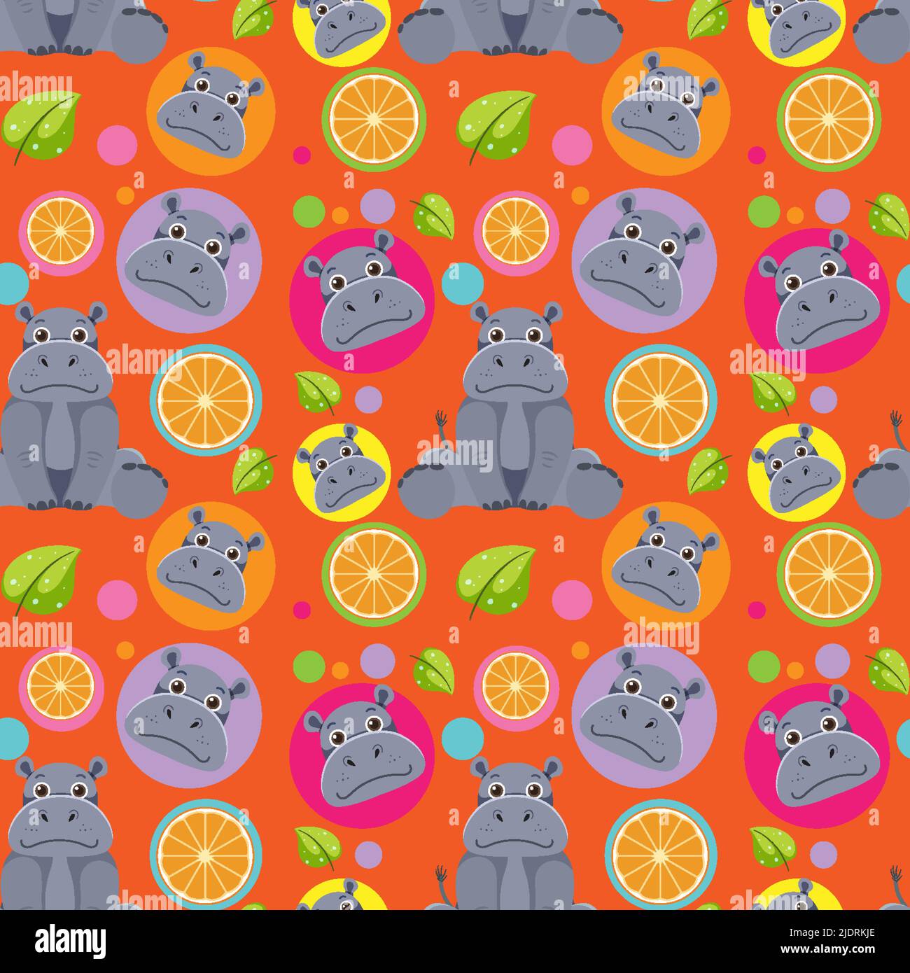 Cute hippopotamus seamless pattern illustration Stock Vector Image ...