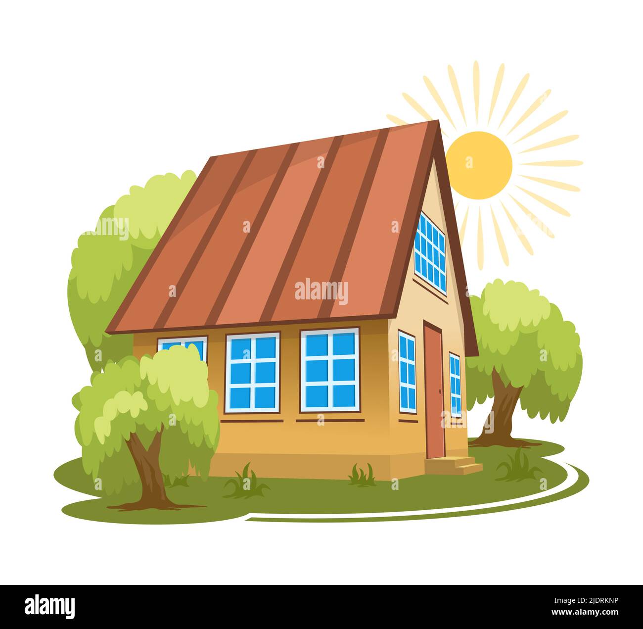 Summer landscape. House surrounded by trees Stock Vector Image & Art ...