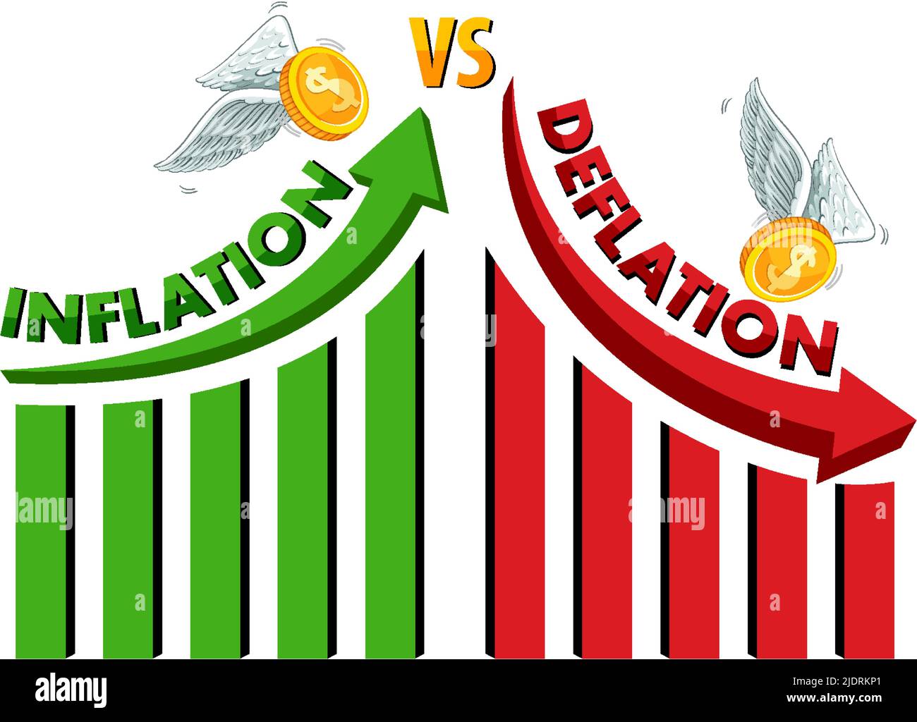 Inflation vs deflation with arrow going up and down illustration Stock Vector Image & Art Alamy