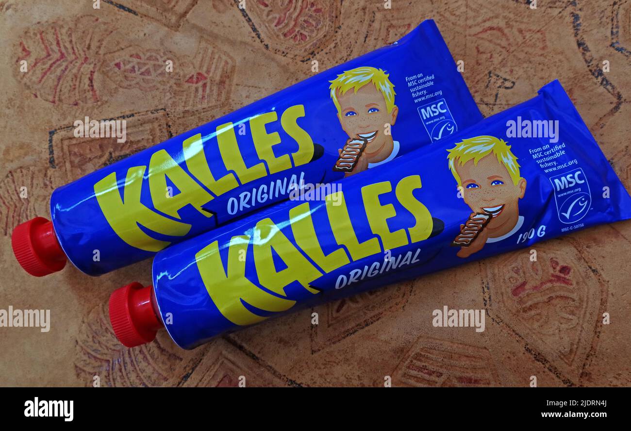 Two tubes of Kalles Original , Codroe kaviar, 190g Stock Photo