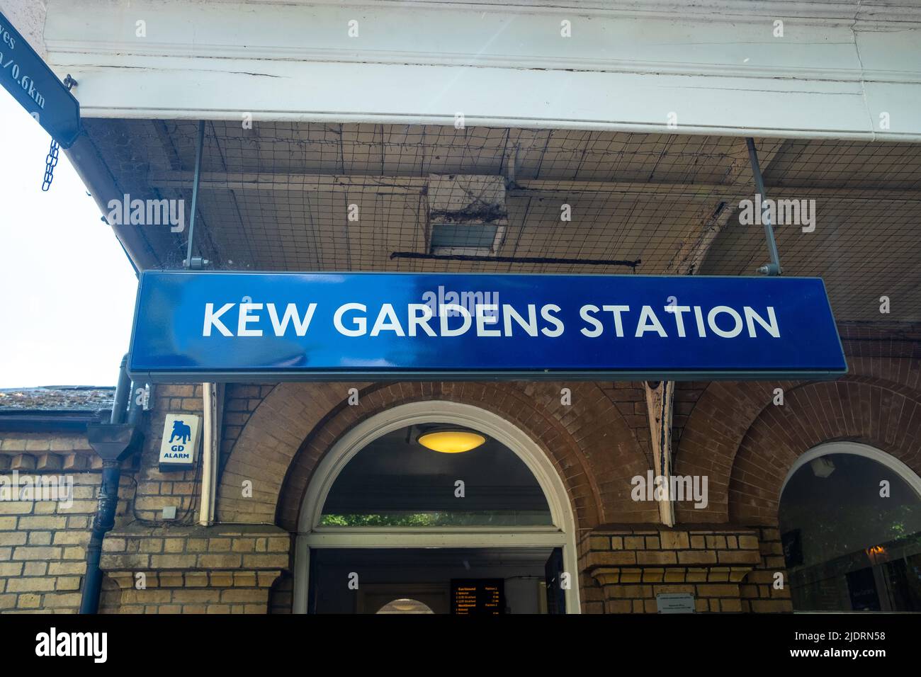 London- May 2022: Kew Gardens Underground station. A District Line story in south west London Stock Photo