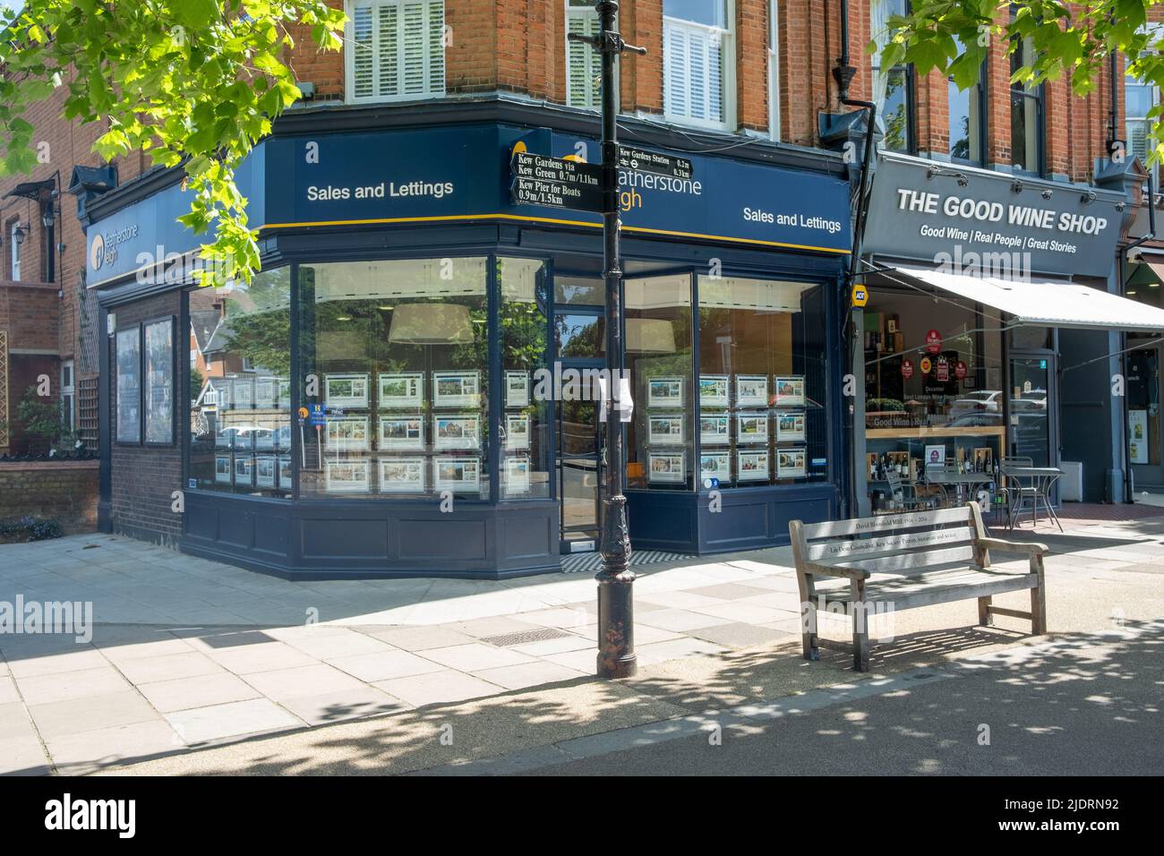 London- May 2022: Featherstone Leigh estate agent in Kew Gardens, Richmond south west London Stock Photo