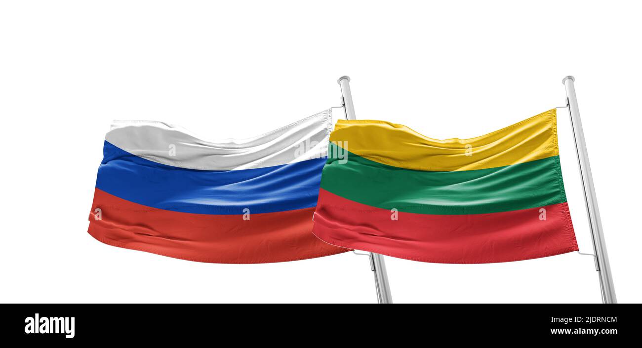 flag lithuania and russia conflict Stock Photo - Alamy