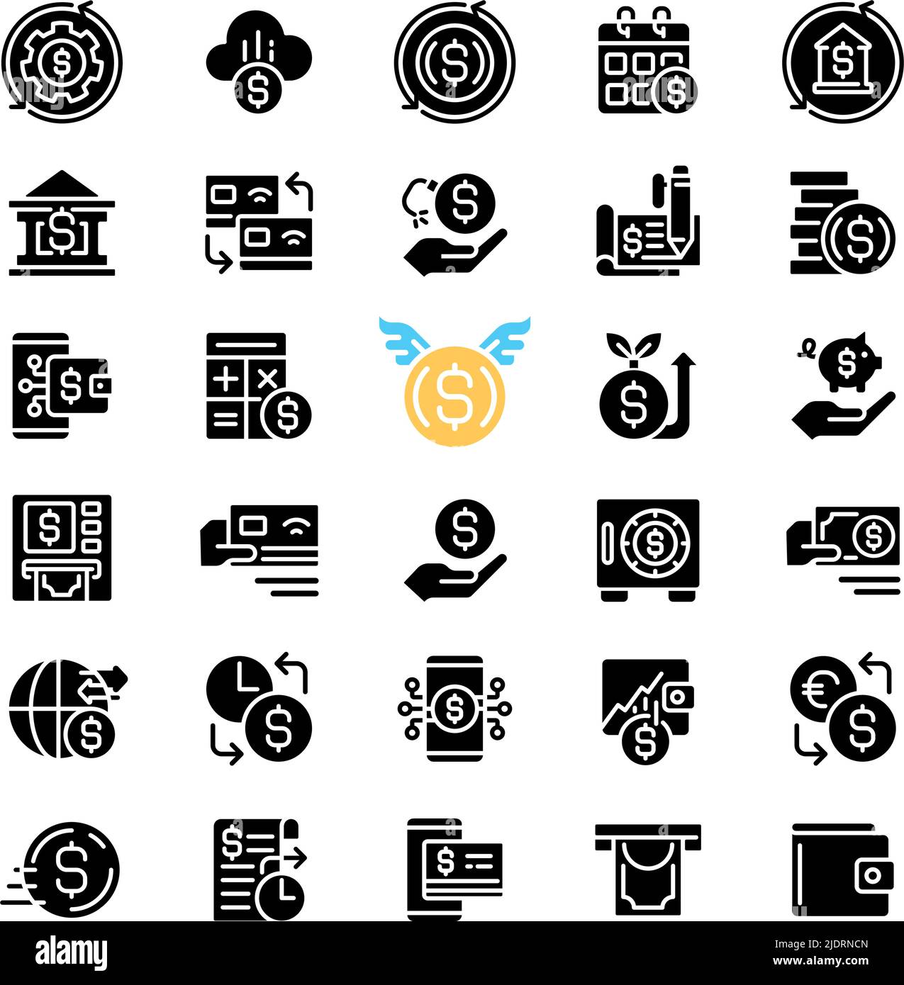 Money black glyph icons set on white space Stock Vector Image & Art - Alamy