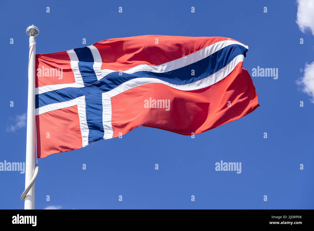 flag of Norway flying in the wind Stock Photo - Alamy