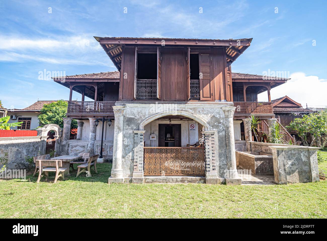 Duyong Old Fort or Kota Lama Duyong, a historic traditional Malay house or mansion built in 1919 at Pulau Duyong in Kuala Terengganu, Malaysia. Stock Photo