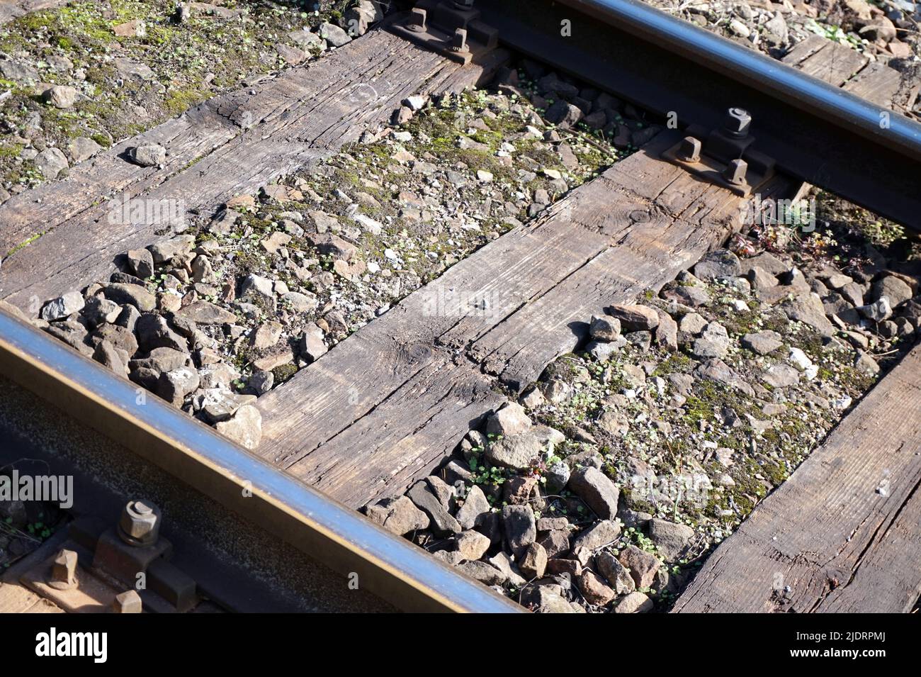 Train track/ railroad side view Stock Photo Alamy