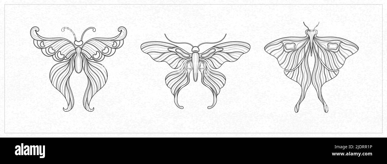 Art nouveau style butterfly. 1920-1930 years vintage design. Symbol motif design. Stock Vector
