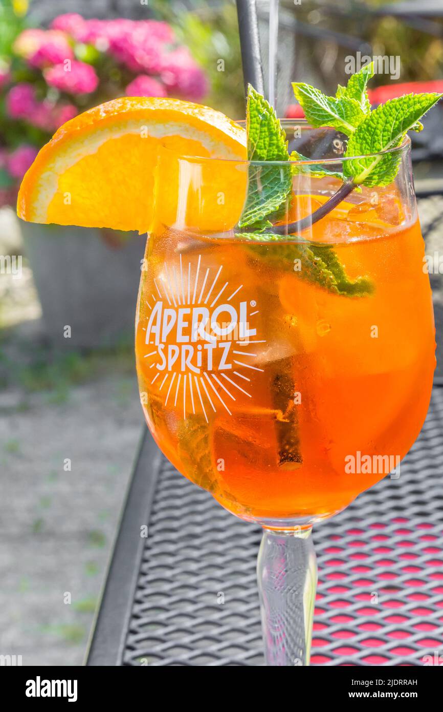 Glass of Aperol Spritz cocktail Stock Photo by Alex9500