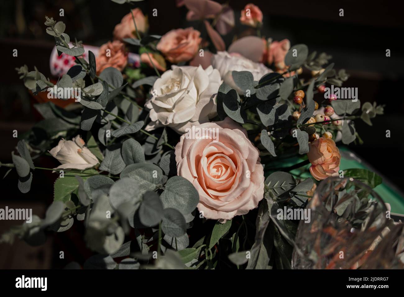 bouquet of beautiful flowers on the table at the wedding ceremony