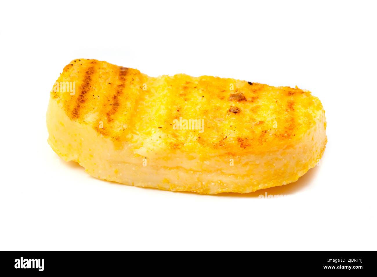Fried Polenta on a white background Stock Photo