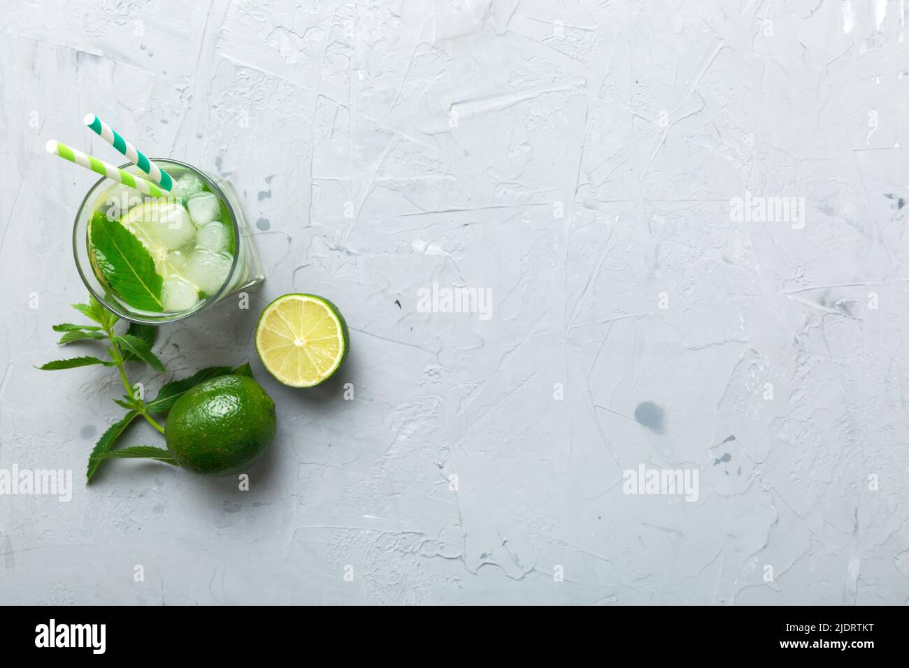 Caipirinha Mojito Cocktail Vodka Or Soda Drink With Lime Mint And Straw On Table Background 8218