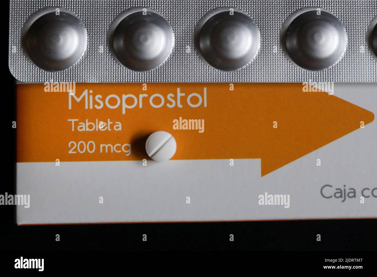 A pill of Misoprostol, used to terminate early pregnancies, is pictured in this illustration taken June 20, 2022. REUTERS/Edgard Garrido/Illustration Stock Photo