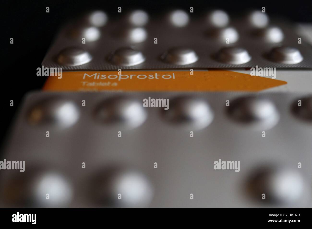 A box of Misoprostol, used to terminate early pregnancies, is pictured in this illustration taken June 20, 2022. REUTERS/Edgard Garrido/Illustration Stock Photo