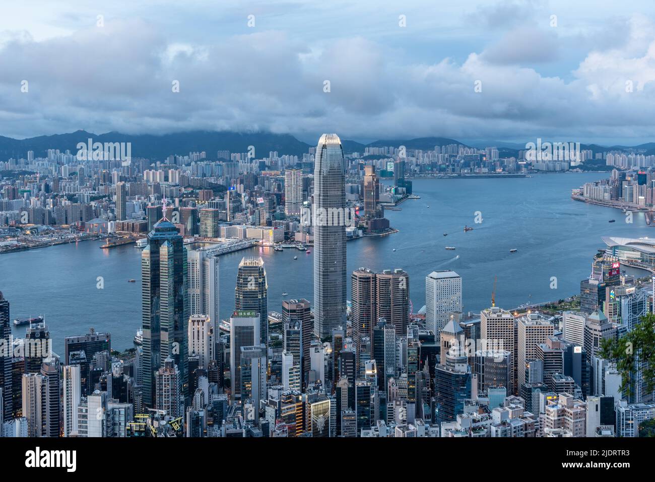 The evening view of Victoria Harbour in Hong Kong, as seen from ...