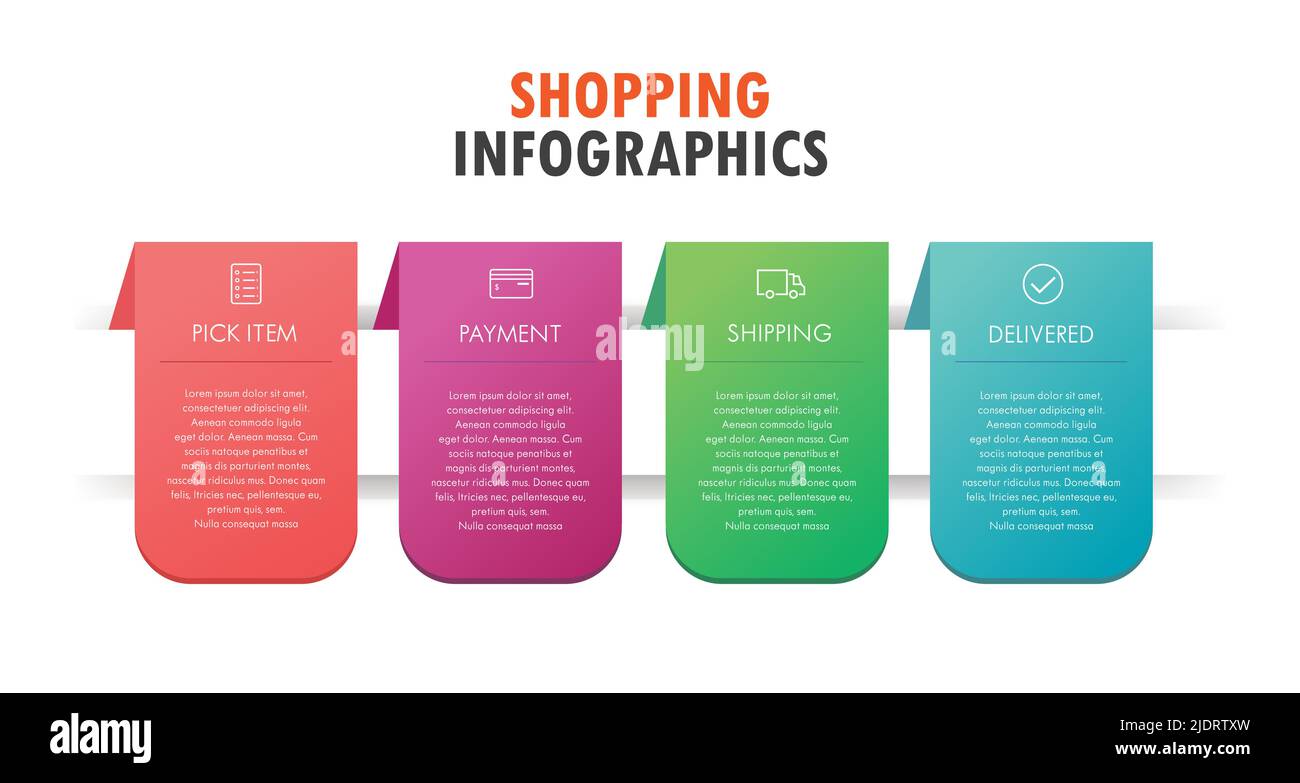 Shopping Infographics Template Vector Four Options Graphic Elements Stock Vector