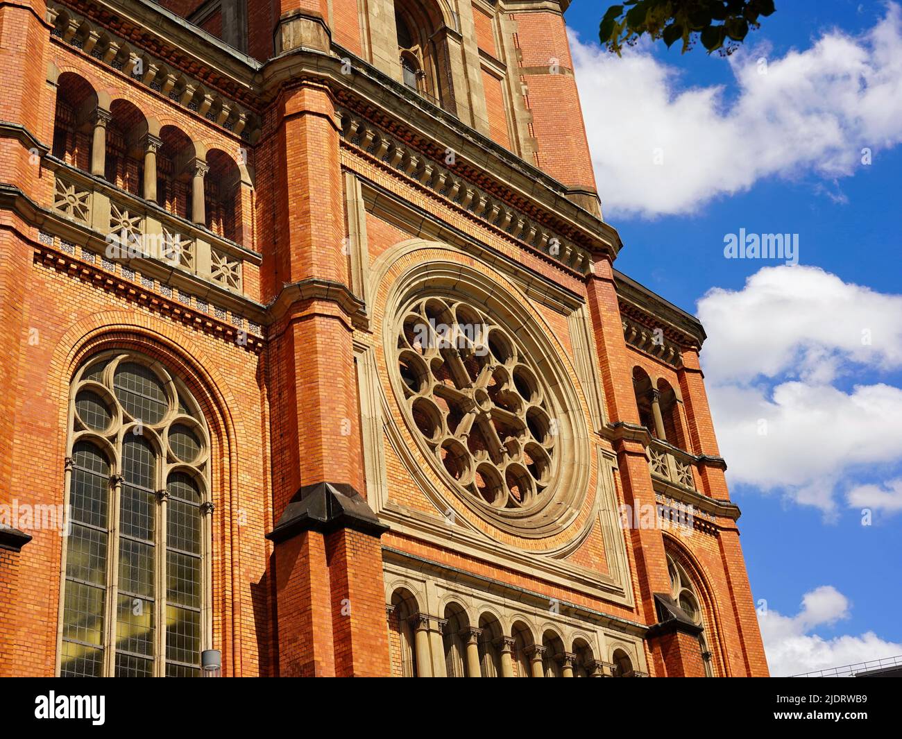 Architectural detail of Johanneskirche, the city church at Martin-Luther-Platz in downtown Düsseldorf/Germany. It was built in 1881. Stock Photo