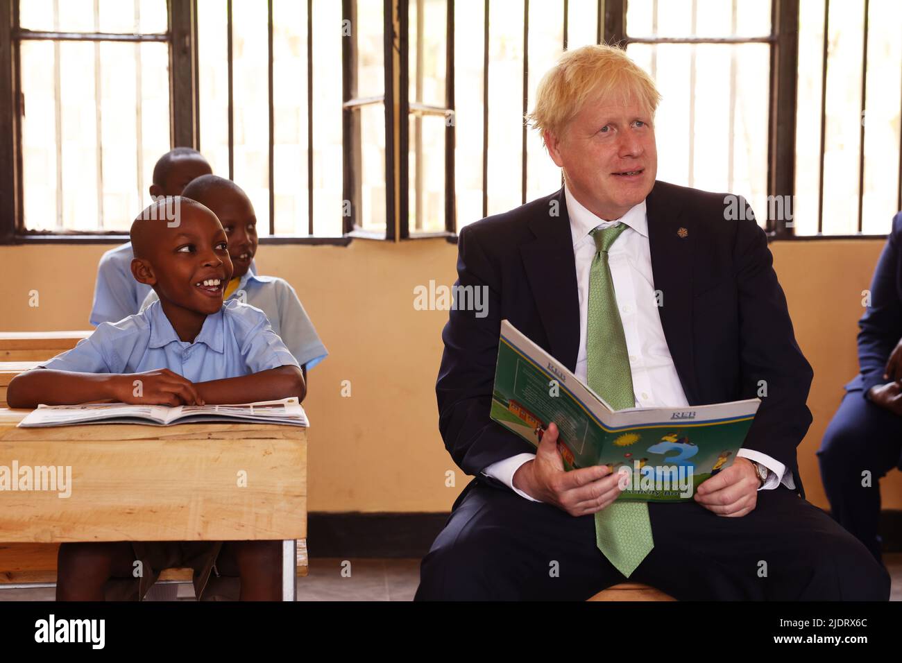Prime Minister Boris Johnson attends a lesson during a visit to GS ...