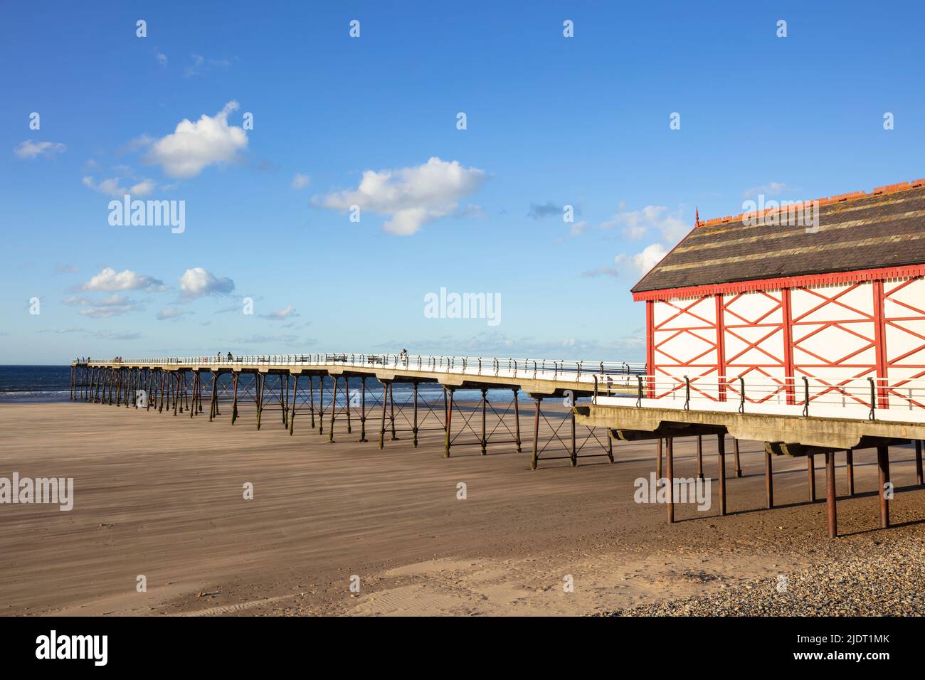 Saltburn by the sea Yorkshire Saltburn Pier a restored Victorian pier and beach Saltburn by the Sea North Yorkshire Redcar and Cleveland England uk gb Stock Photo