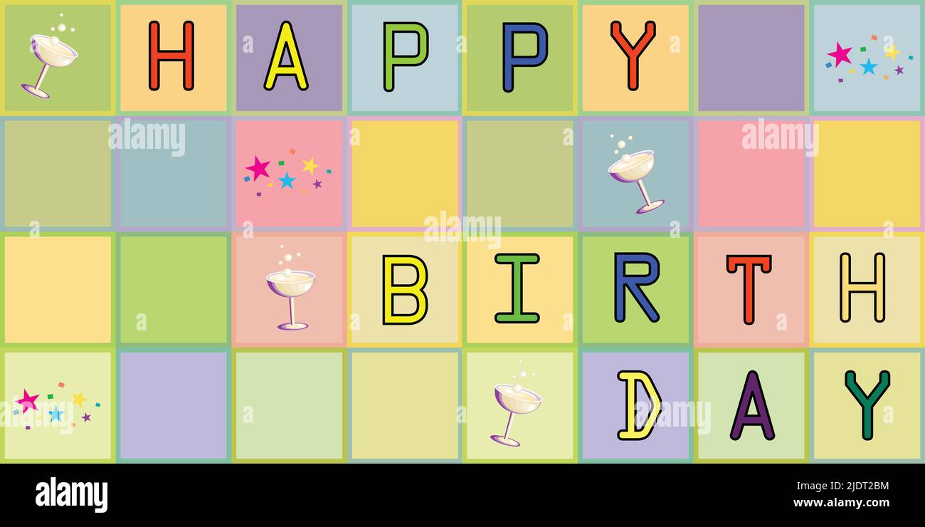 Happy birthday. Cartoon, colors. Illustration card Stock Photo