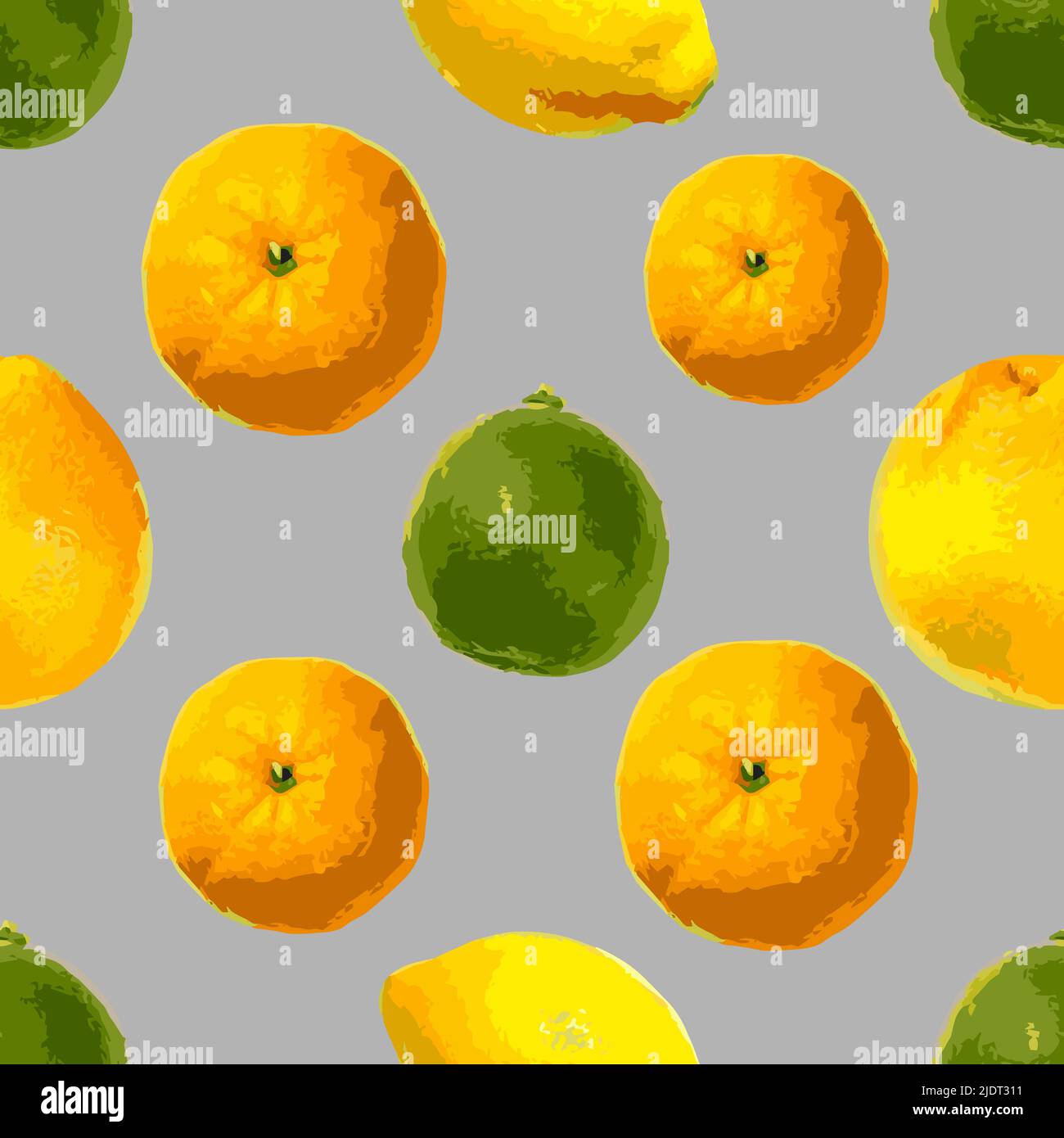Lime, grapefruit, lemon and tangerine on a gray background Stock Vector