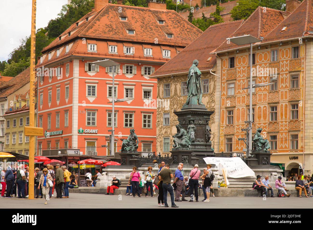Austria, Styria, Graz, Hauptplatz, Main Square, Stock Photo