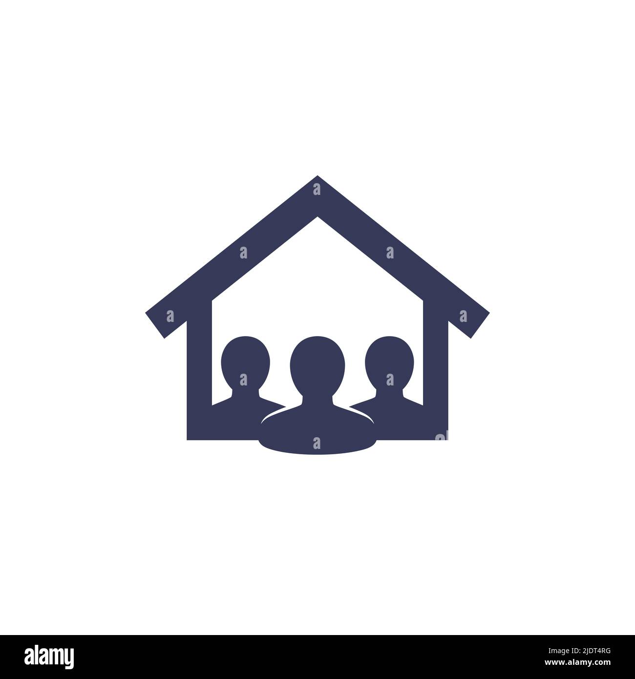 tenants icon, a house and 3 residents Stock Vector