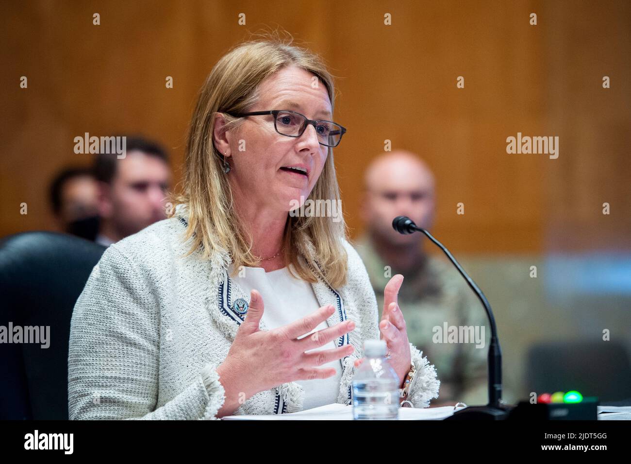 Washington, United States Of America. 22nd June, 2022. Federal Emergency Management Agency Administrator Deanne B. Criswell responds to questions during a Senate Committee on Homeland Security and Governmental Affairs hearing to examine FEMA's strategic priorities and disaster preparedness, in the Dirksen Senate Office Building in Washington, DC, Wednesday, June 22, 2022. Credit: Rod Lamkey/CNP/Sipa USA Credit: Sipa USA/Alamy Live News Stock Photo