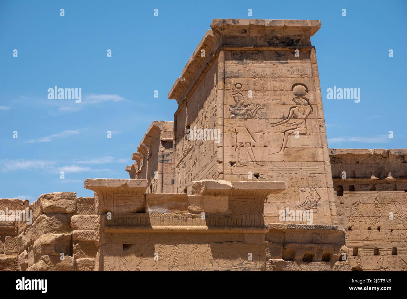 Pylon at the Temple of Philae, Island of Isis, Agliki, Aswan, Egypt, Stock Photo