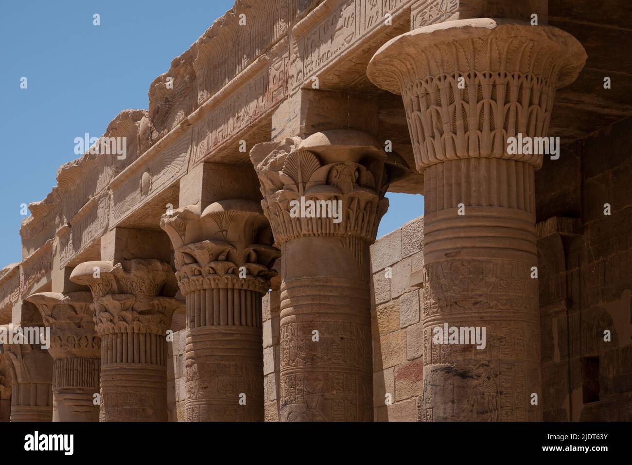 Temple of Philae, Island of Isis, Agliki, Aswan, Egypt, Stock Photo