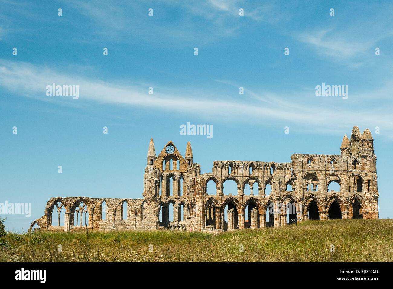 Whitby Abbey in North Yorkshire is a popular tourist attraction. Stock Photo
