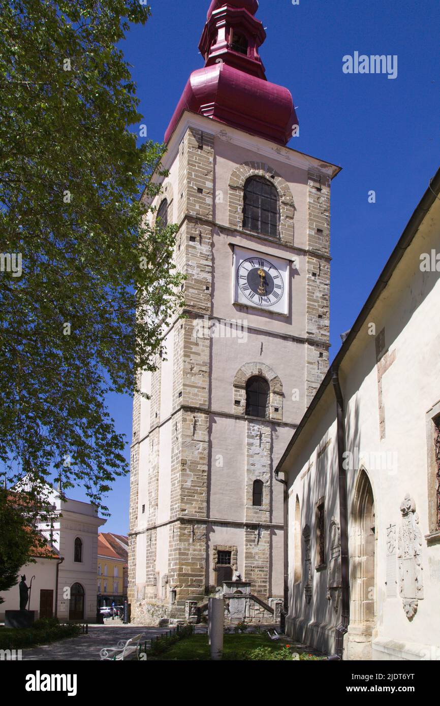 Slovenia, Ptuj, City Tower,  street scene, historic architecture, Stock Photo