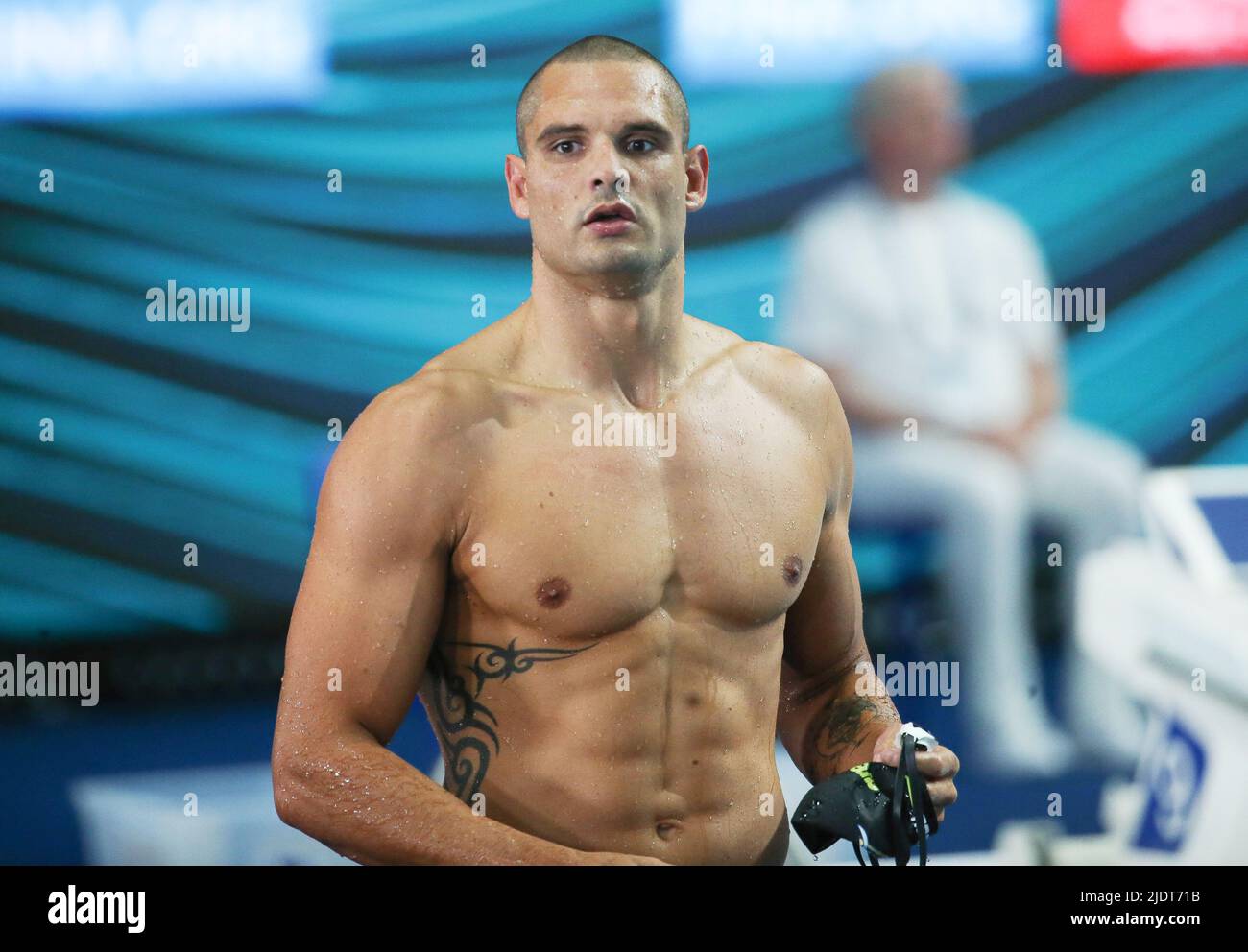 Budapest, Hungary. 23rd June, 2022. Florent Manaudou of France, Heat (9) 50  M Freestyle Men during the 19th FINA World Championships Budapest 2022,  Swimming event on June 23 2022 in Budapest, Hungary -