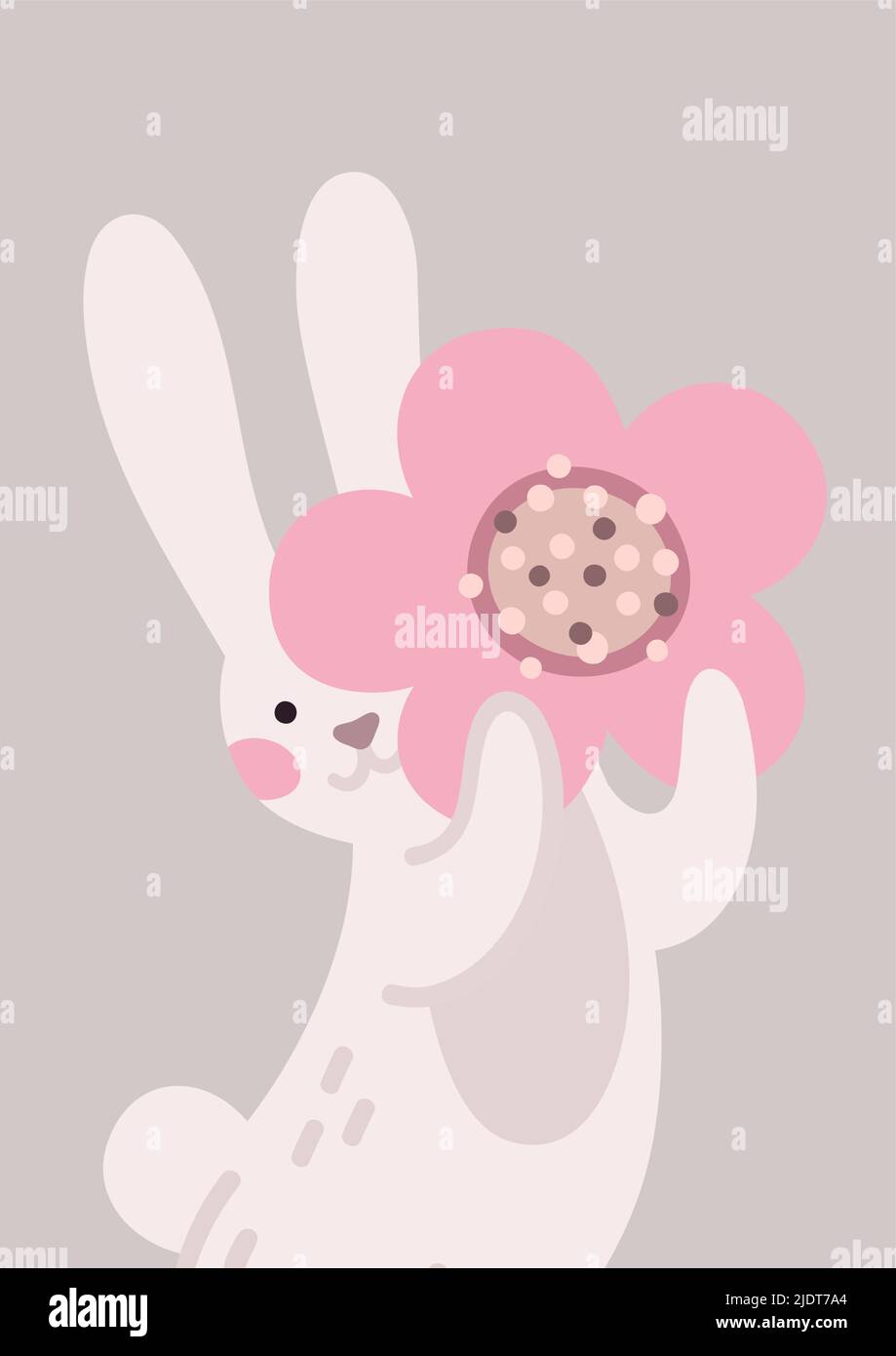 Bunny cute flower poster Stock Vector Image & Art Alamy