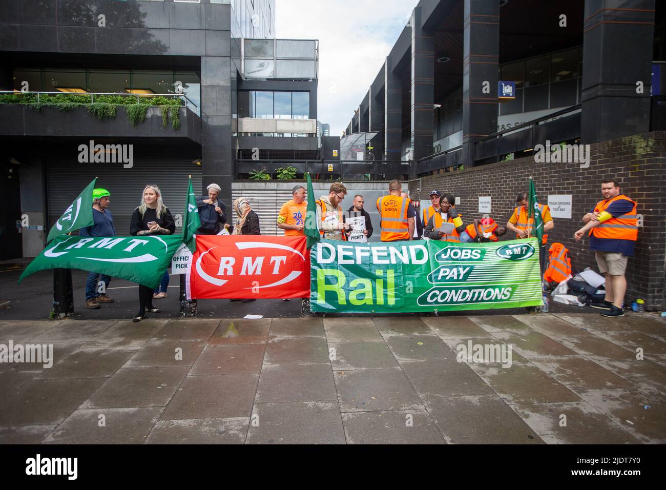 London, England, UK. 23rd June, 2022. Picket line is see outside Euston