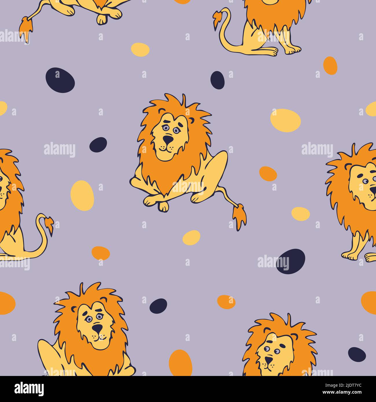 Seamless vector pattern with hand drawn lions on light blue background. Fun  cartoon animal wallpaper design for children Stock Vector Image & Art -  Alamy